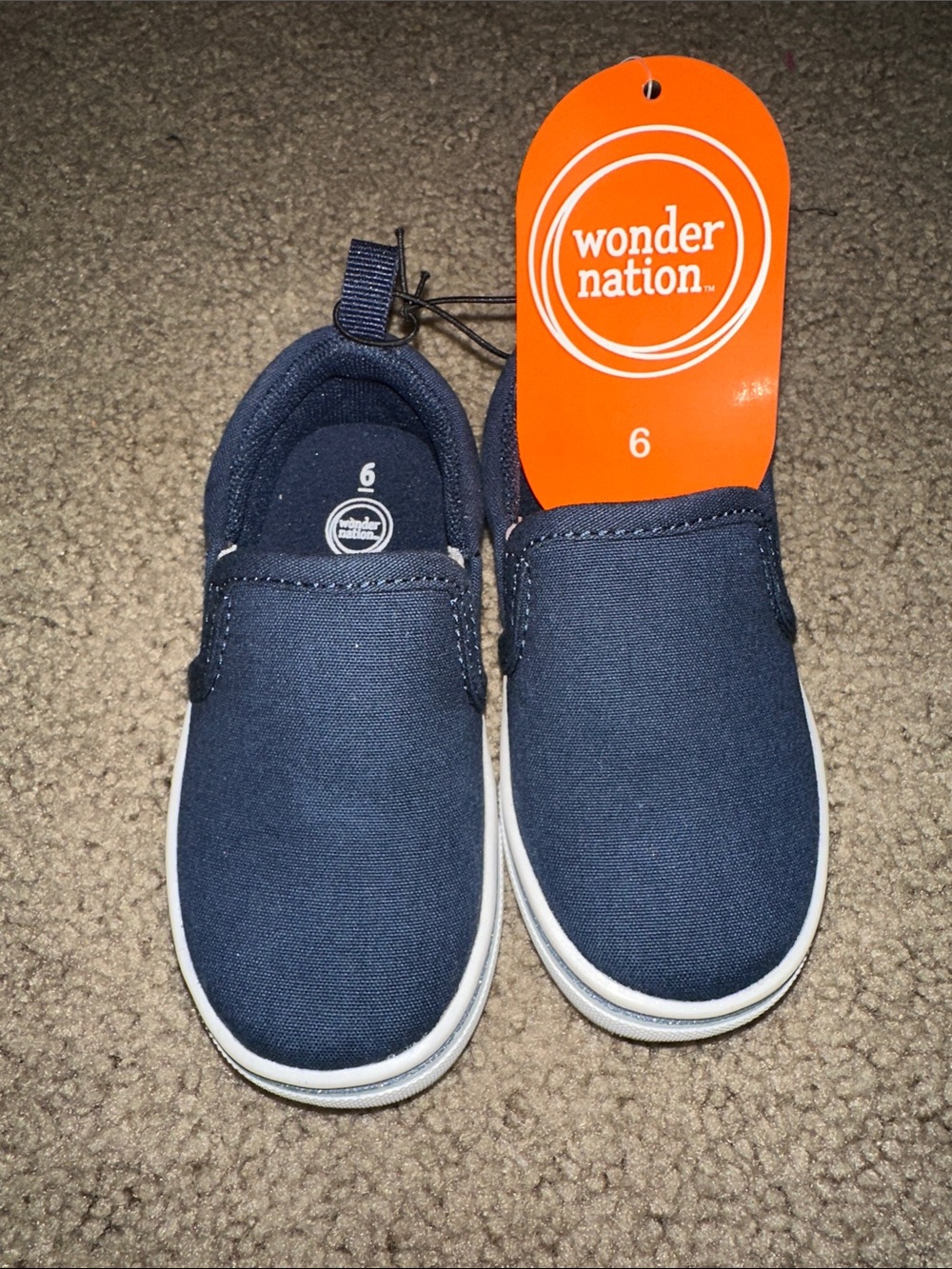 wonder nation Navy Canvas Slip-On Sneakers for Kids